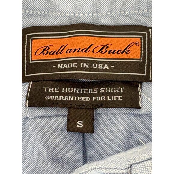 Ball and Buck Hunters Shirt Mens S Blue Chambray Button Down Shooting Pad Hunt - Picture 7 of 15